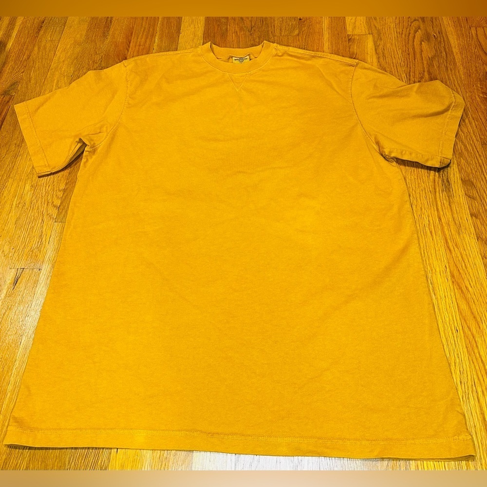 Woolrich Men’s Mustard Garment-Dyed Cotton T-Shirt Size Large